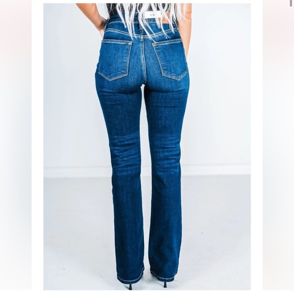 Judy Blue Bootcut Jeans 7 28 Long High Rise Western Cowgirl Dark Blue Wash - Picture 3 of 14